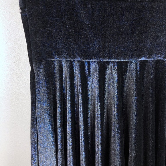 Christian Siriano Velvet V Neck Dress Navy Ruffle - Picture 7 of 10